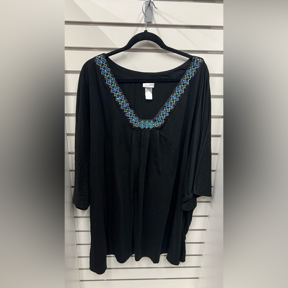 Dotti 3XL Black Swimsuit Coverup with Embellished Neckline